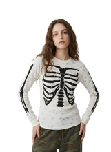 Load image into Gallery viewer, Cotton Floral Skeleton Long Sleeve Tee