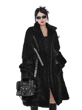 Load image into Gallery viewer, &#39;Raven&#39; Black Fur Coat with Adjustable Strap Closure