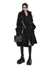 Load image into Gallery viewer, &#39;Raven&#39; Black Fur Coat with Adjustable Strap Closure