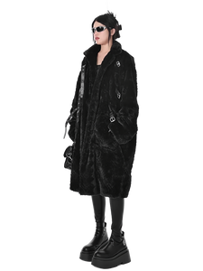 'Raven' Black Fur Coat with Adjustable Strap Closure