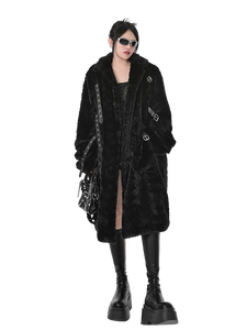 'Raven' Black Fur Coat with Adjustable Strap Closure