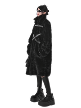 Load image into Gallery viewer, &#39;Raven&#39; Black Fur Coat with Adjustable Strap Closure