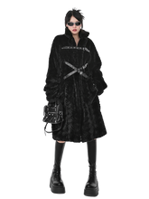 Load image into Gallery viewer, &#39;Raven&#39; Black Fur Coat with Adjustable Strap Closure