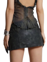 Load image into Gallery viewer, Matte Faux Leather High-Rise Sash Skirt
