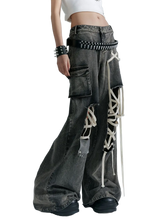 Load image into Gallery viewer, 'Anarchy' Distressed Wide-Leg Denim Jeans