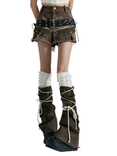 Load image into Gallery viewer, 'Bandage' Patchwork Strap Over-Knee Leg Warmers