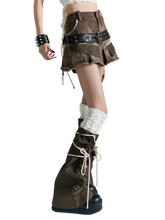 Load image into Gallery viewer, 'Bandage' Patchwork Strap Over-Knee Leg Warmers