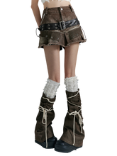 Load image into Gallery viewer, 'Bandage' Patchwork Strap Over-Knee Leg Warmers
