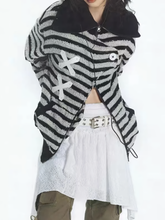 Load image into Gallery viewer, Striped Reflective Cross Hatch Knit Cardigan