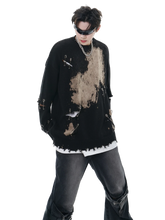 Load image into Gallery viewer, Heavily Distressed Dye Splotch Knit Sweater