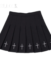 Load image into Gallery viewer, Pleated Skirt with Embroidered Cross Pattern