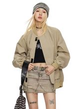 Load image into Gallery viewer, Minimalist Neutral Tone Bomber Jacket