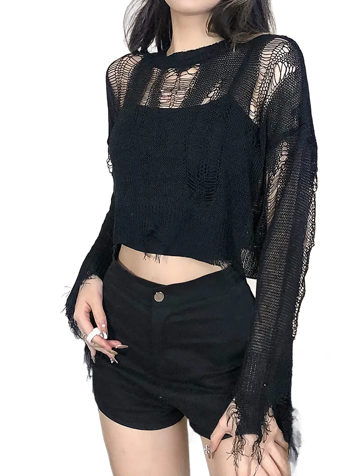 Ethereal Nocturne Torn Knit Sweater