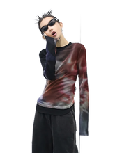 Load image into Gallery viewer, Futuristic Fade Grunge Mesh Long Sleeve Tee