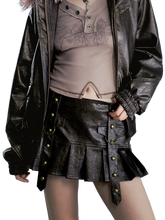 Load image into Gallery viewer, Rebel Queen Rivet Leather Skirt