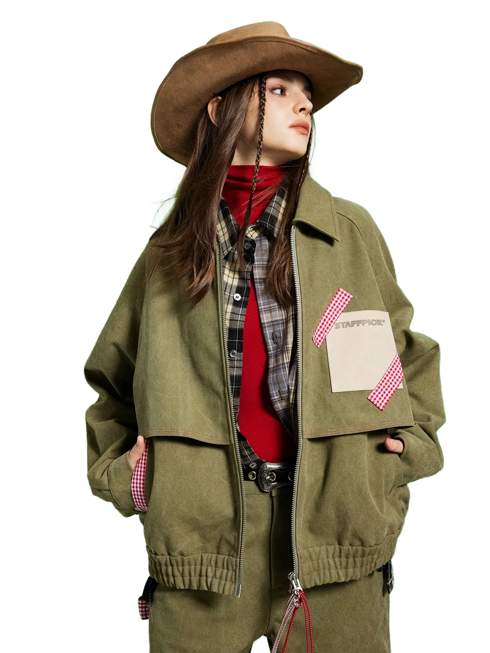 'Frontier' Suede Patchwork Bomber Jacket