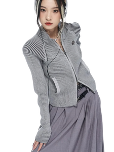 Chic Zip Up Knit Cardigan