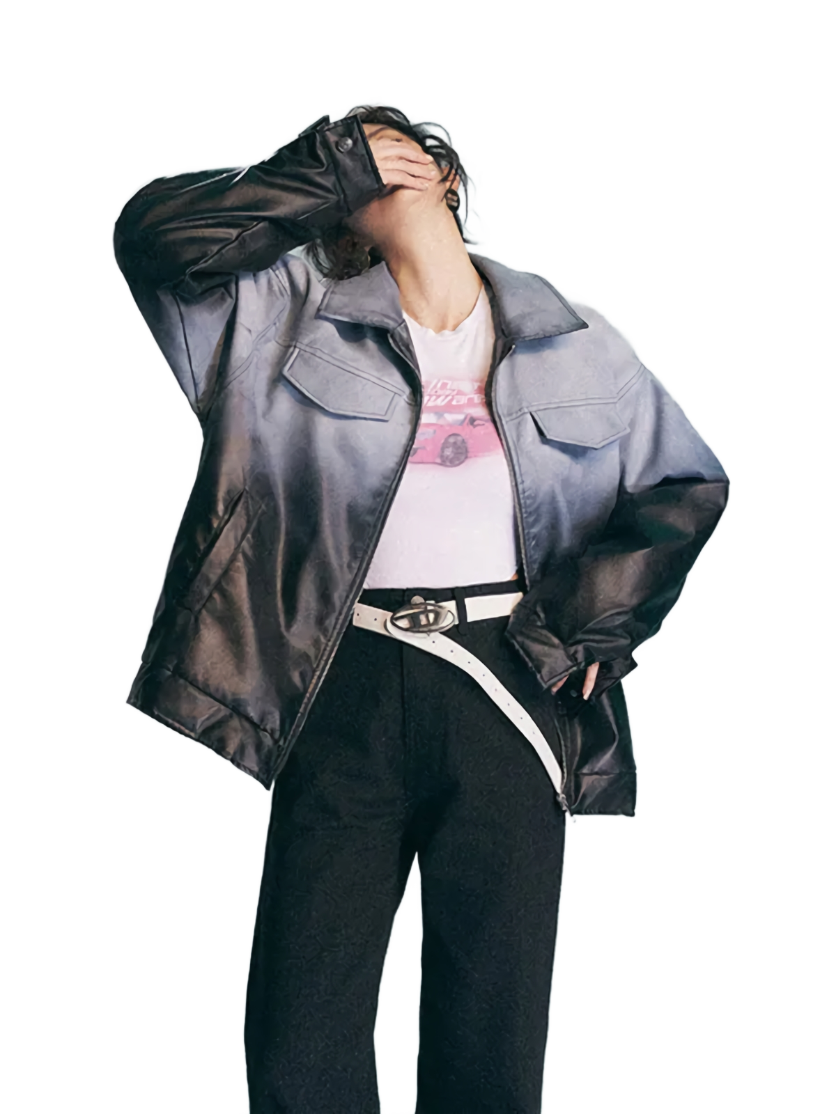 Frost Dyed Gradient Leather Jacket | DYSTOPIɅN ™️ – DYSTOPIɅN ™