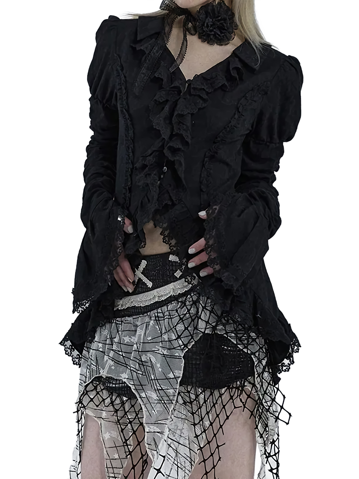 Midnight' Gothic Lace Blouse | DYSTOPIɅN ™️ – DYSTOPIɅN ™