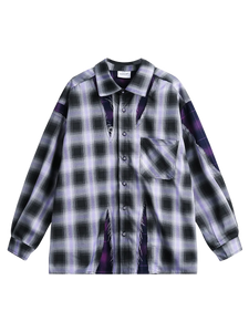 'Chaos' Distressed Plaid Button Up Shirt
