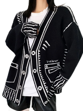 Load image into Gallery viewer, Contrast Trim Button Up Knit Cardigan