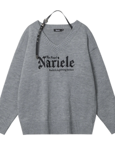 Nariele Belted V-Neck Knit Sweater