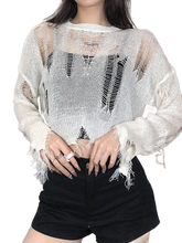 Load image into Gallery viewer, Ethereal Nocturne Torn Knit Sweater