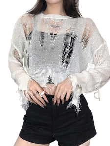 Ethereal Nocturne Torn Knit Sweater