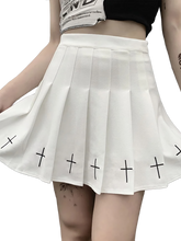 Load image into Gallery viewer, Pleated Skirt with Embroidered Cross Pattern