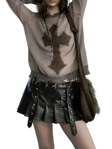 Rebel Queen Rivet Leather Skirt