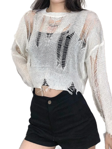 Ethereal Nocturne Torn Knit Sweater