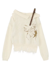 Load image into Gallery viewer, Fairy Core Distressed Off Shoulder Knit Sweater