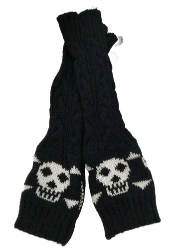 Skull Knit Fingerless Gloves