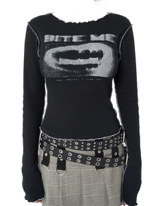 'Bite Me' Cropped Long Sleeve Tee