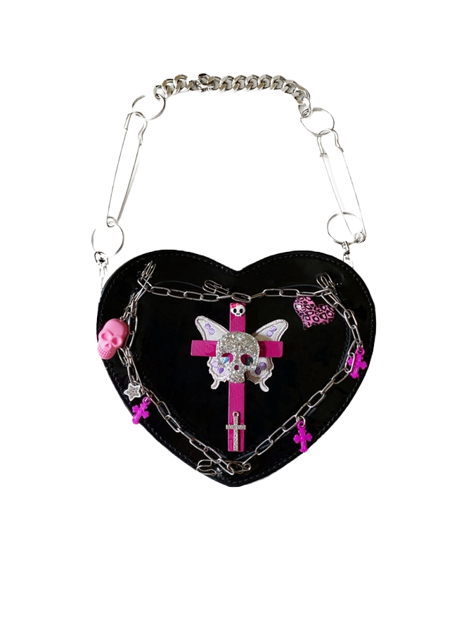 Punk Princess Leather Purse with Chain Strap
