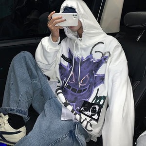 'Insane' Dark Gengar Oversized Cotton Hoodie - DYSTOPIɅN ™️ | Dystopian Streetwear