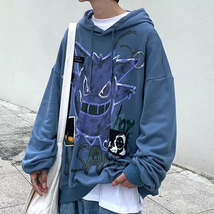 'Insane' Dark Gengar Oversized Cotton Hoodie - DYSTOPIɅN ™️ | Dystopian Streetwear