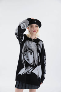 Death Note Aesthetic Knit Sweater - DYSTOPIɅN ™️ | Dystopian Streetwear