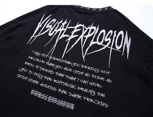 Gothcore Visual Explosion Cotton Tee - DYSTOPIɅN ™️ | Dystopian Streetwear
